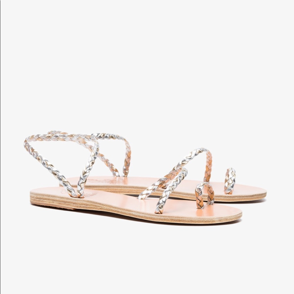 Ancient Greek Sandals Silver Braided Size:7